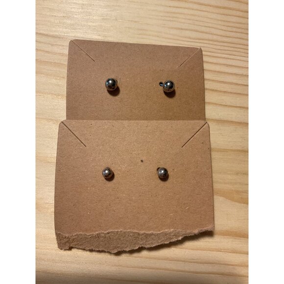 Silver Ball Stud Earrings Sets Hypoallergenic & Minimalist Design For Women Men - Picture 1 of 2